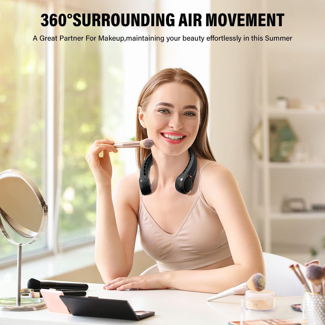 Portable Neck Fan bladeless hair-safe design close-up