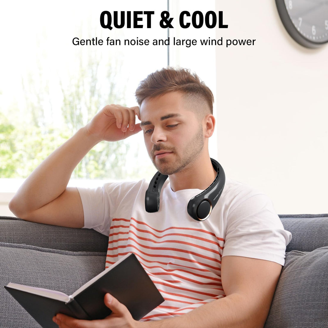 Portable Neck Fan shown in multiple angles for travel cooling