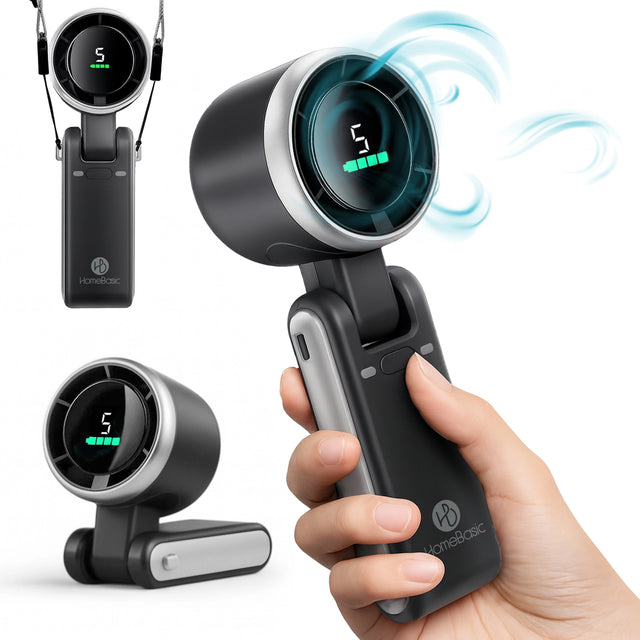 Pocket Turbo Handheld Fan — brushless USB-C mini fan for travel, white background